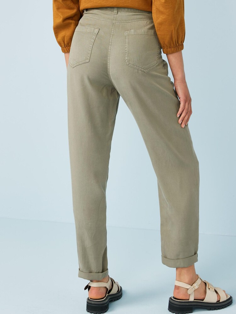 Khaki Green Tencel™ Barrel Leg Trousers - Image 2 of 5
