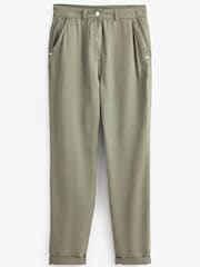 Khaki Green Tencel™ Barrel Leg Trousers - Image 5 of 5