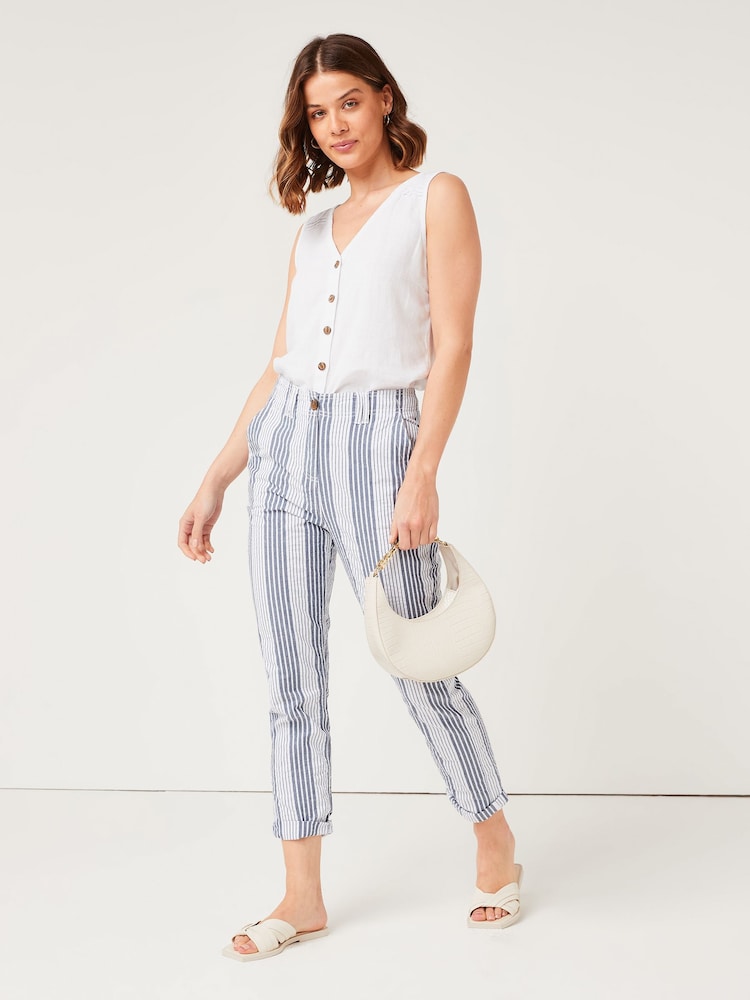 Navy Blue/White Stripe Chino Trousers - Image 2 of 4