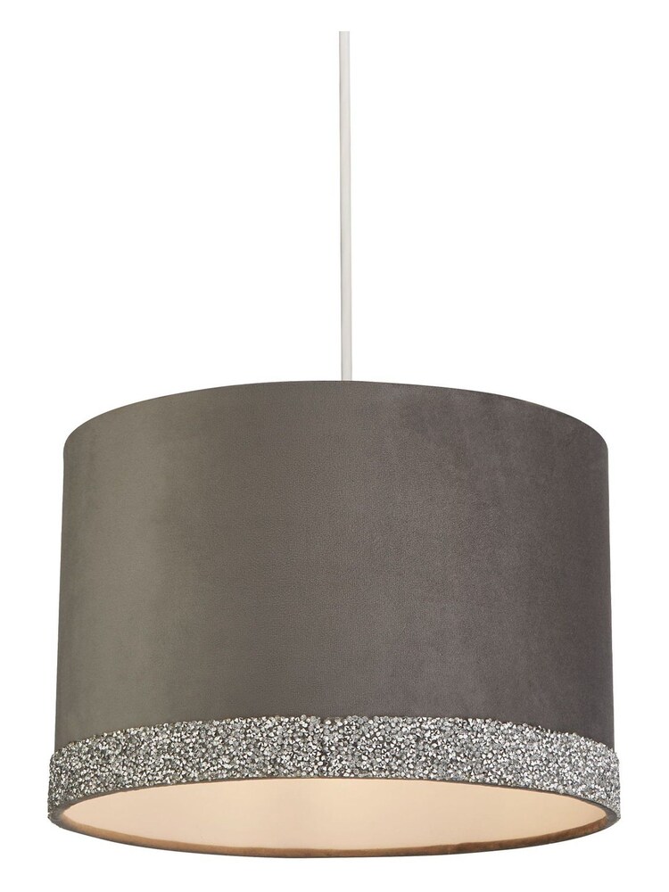 Searchlight Grey Ayisha Velvet & Glitter Band Shade - Image 2 of 3