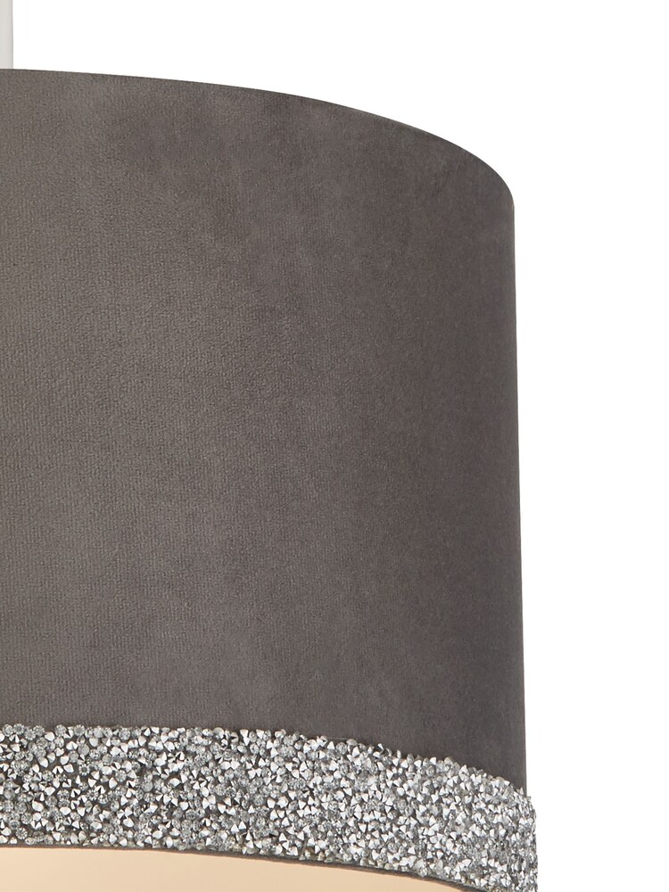 Searchlight Grey Ayisha Velvet & Glitter Band Shade - Image 3 of 3