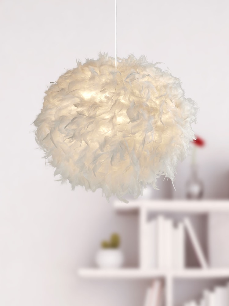 Searchlight Evie White Feather Easy Fit Shade - Image 1 of 3