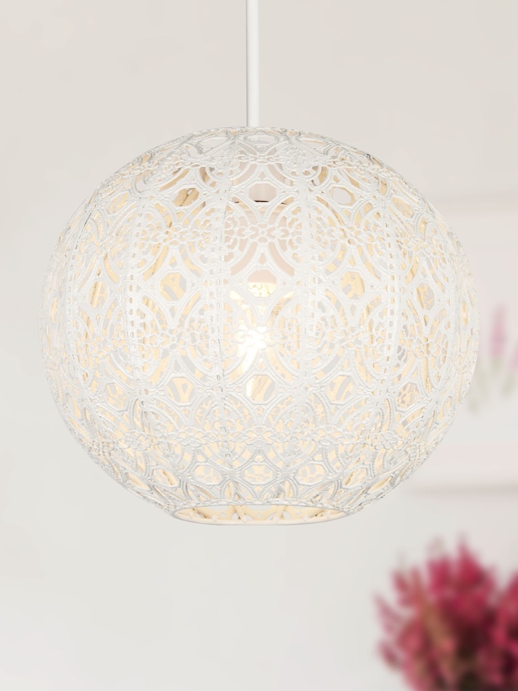 Searchlight Farah Cream Fretwork Globe Shade - Image 1 of 3