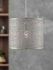 Searchlight Chrome Amira Fretwork Metal Ceiling Light Pendant - Image 1 of 3