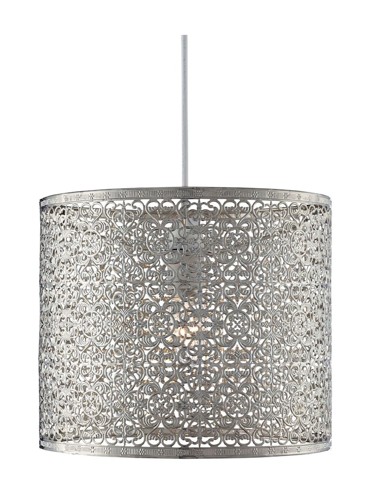 Searchlight Chrome Amira Fretwork Metal Ceiling Light Pendant - Image 2 of 3