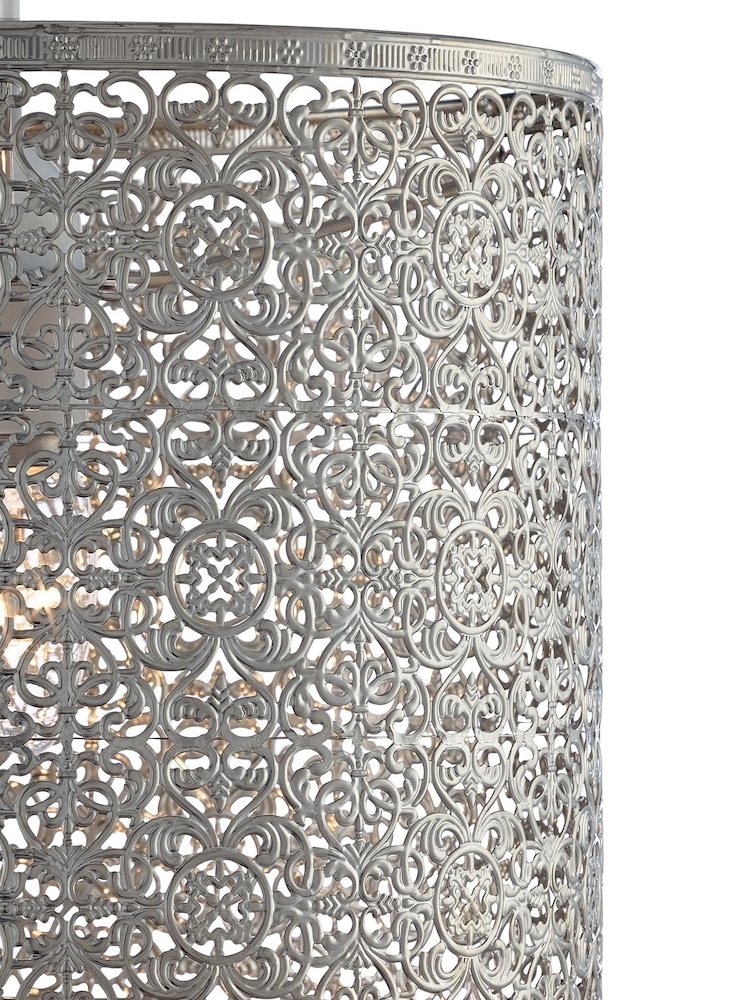 Searchlight Chrome Amira Fretwork Metal Ceiling Light Pendant - Image 3 of 3