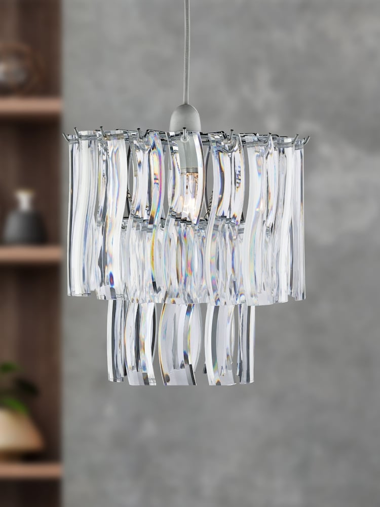 Searchlight Chrome Bella Tiered Ceiling Light Pendant - Image 1 of 3