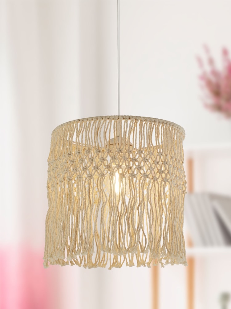 Searchlight Cream Lola Macramé Easy Fit Shade - Image 1 of 3