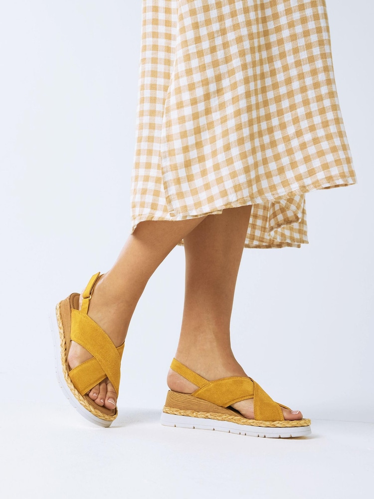 Ochre Yellow Regular/Wide Fit Forever Comfort® Sports Cross Over Wedges - Image 1 of 6