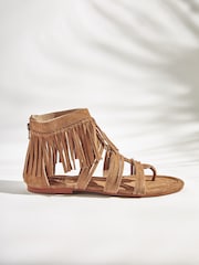 Brown Forever Comfort Leather Boho Gladiator Sandals - Image 2 of 6