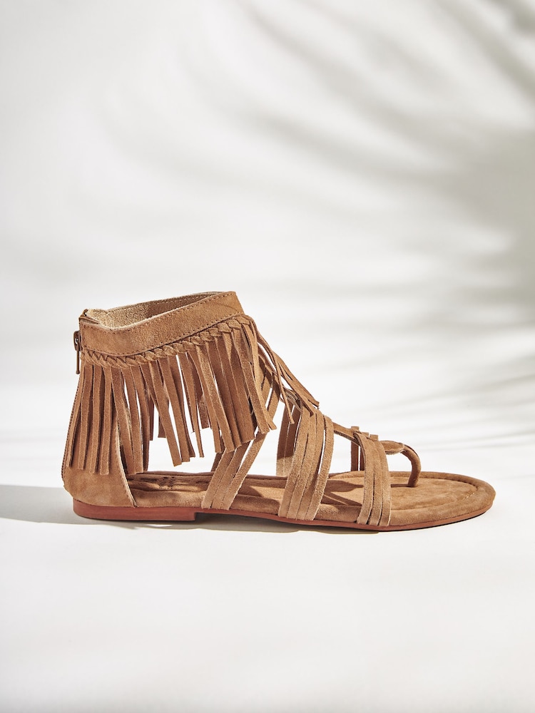 Brown Forever Comfort Leather Boho Gladiator Sandals - Image 2 of 6