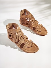 Brown Forever Comfort Leather Boho Gladiator Sandals - Image 3 of 6
