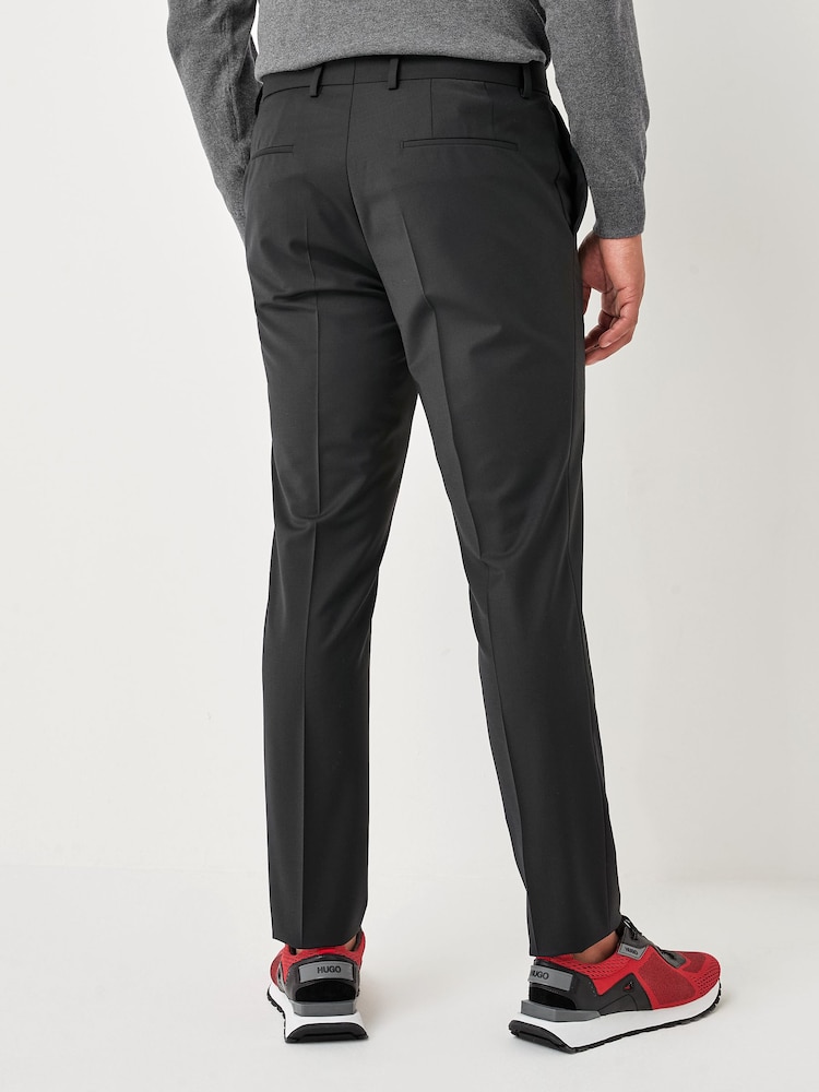 HUGO Black Regular Fit Wool Blend Trousers - Image 2 of 4