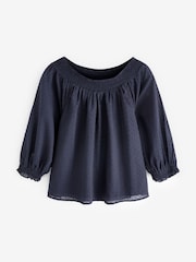 Navy Blue Half Sleeve Textured Top - Image 6 of 6