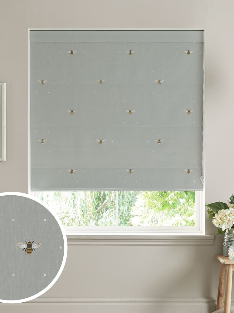 Sophie Allport Grey Bee Made To Measure Roman Blind 100% Cotton Blind - Image 1 of 6