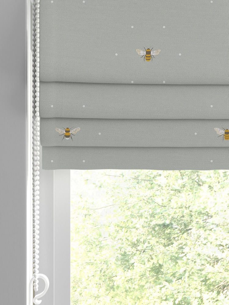 Sophie Allport Grey Bee Made To Measure Roman Blind 100% Cotton Blind - Image 2 of 6