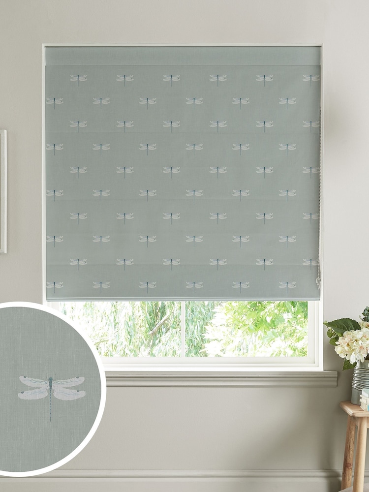 Sophie Allport Grey Dragonfly Made To Measure Roman Blind 100% Cotton Blind - Image 1 of 6