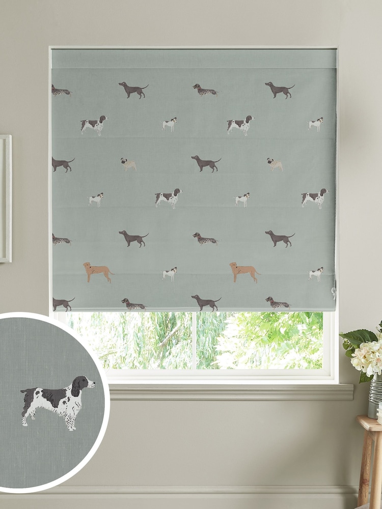 Sophie Allport Green Woof Made To Measure Roman Blind 100% Cotton Blind - Image 1 of 6