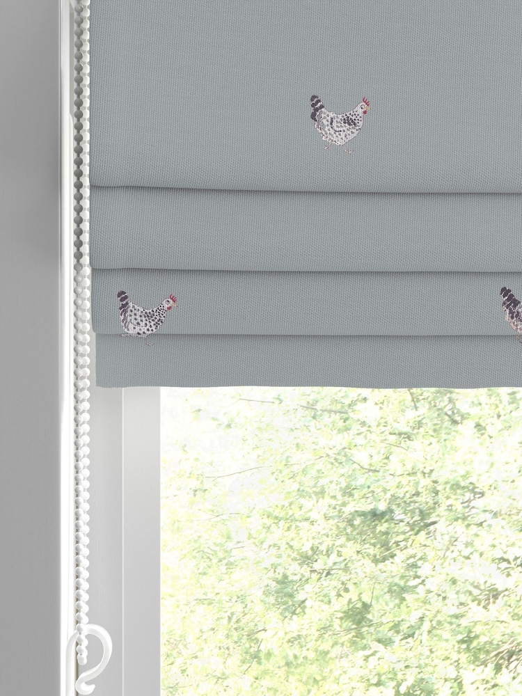 Sophie Allport Green Chicken Made To Measure Roman 100% Cotton Blind - Image 2 of 6
