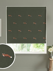 Sophie Allport Green Foxes Made To Measure Roman 100% Cotton Blind - Image 1 of 6