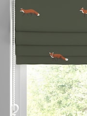 Sophie Allport Green Foxes Made To Measure Roman 100% Cotton Blind - Image 2 of 6