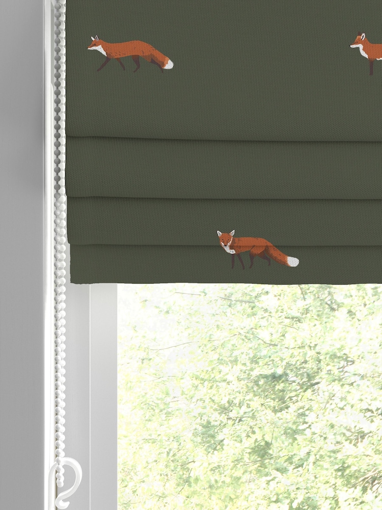 Sophie Allport Green Foxes Made To Measure Roman 100% Cotton Blind - Image 2 of 6