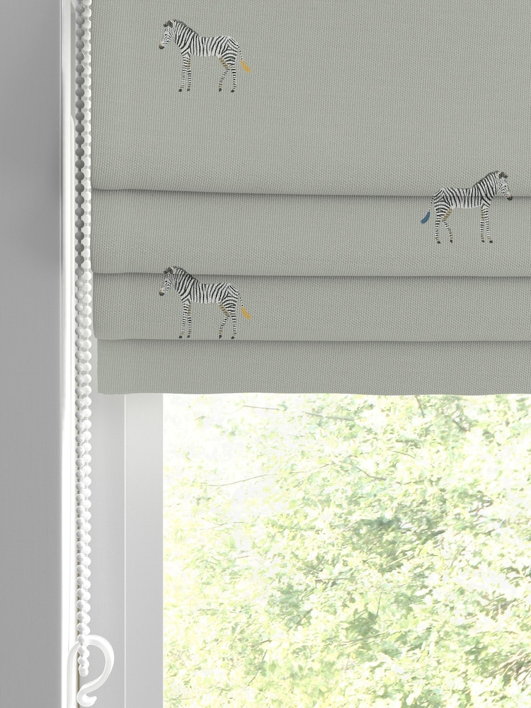 Sophie Allport Grey Zebra Made To Measure Roman 100% Cotton Blind - Image 2 of 6