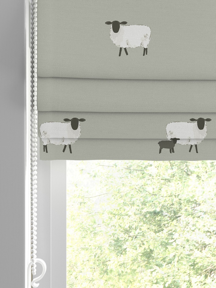 Sophie Allport Grey Sheep Made To Measure Roman 100% Cotton Blind - Image 2 of 6