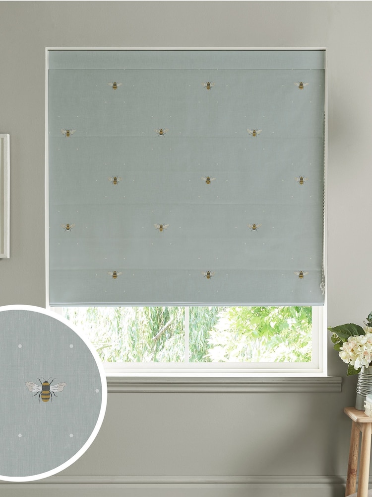 Sophie Allport Blue Bee Made To Measure Roman 100% Cotton Blind - Image 1 of 3