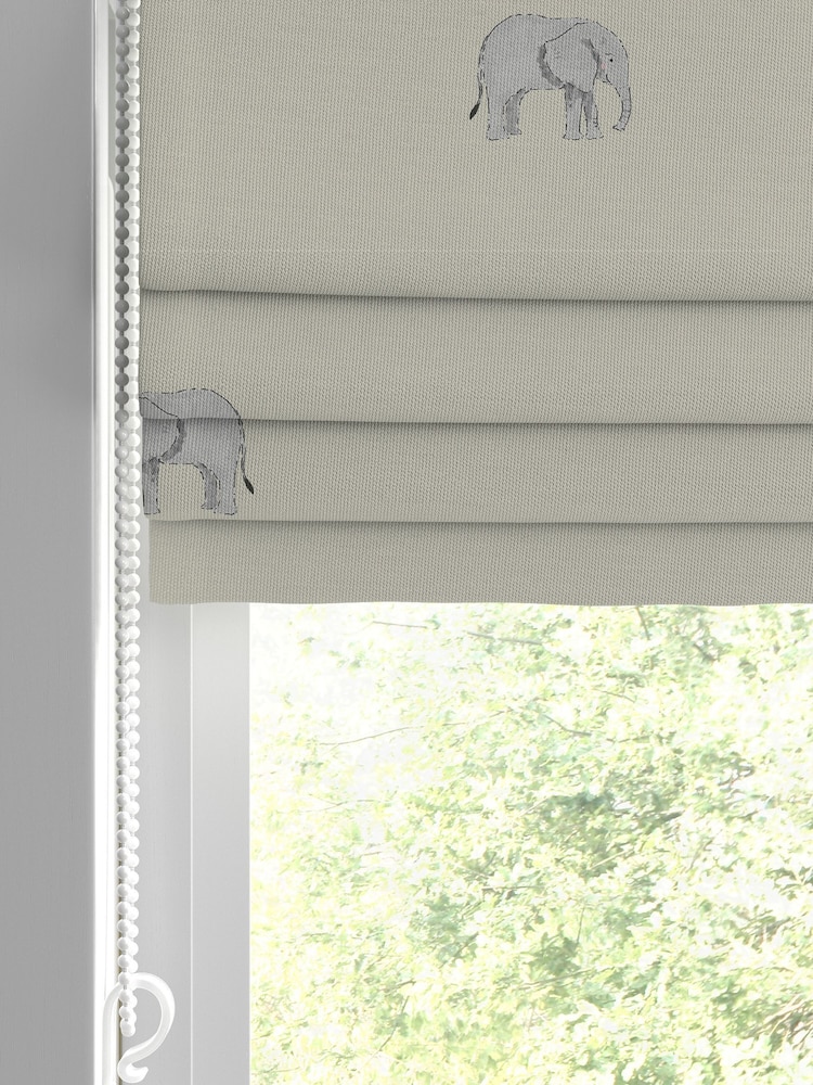 Sophie Allport Natural Elephant Made To Measure Roman 100% Cotton Blind - Image 2 of 6