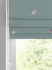 Sophie Allport Blue Chicken Made To Measure Roman 100% Cotton Blind - Image 2 of 6