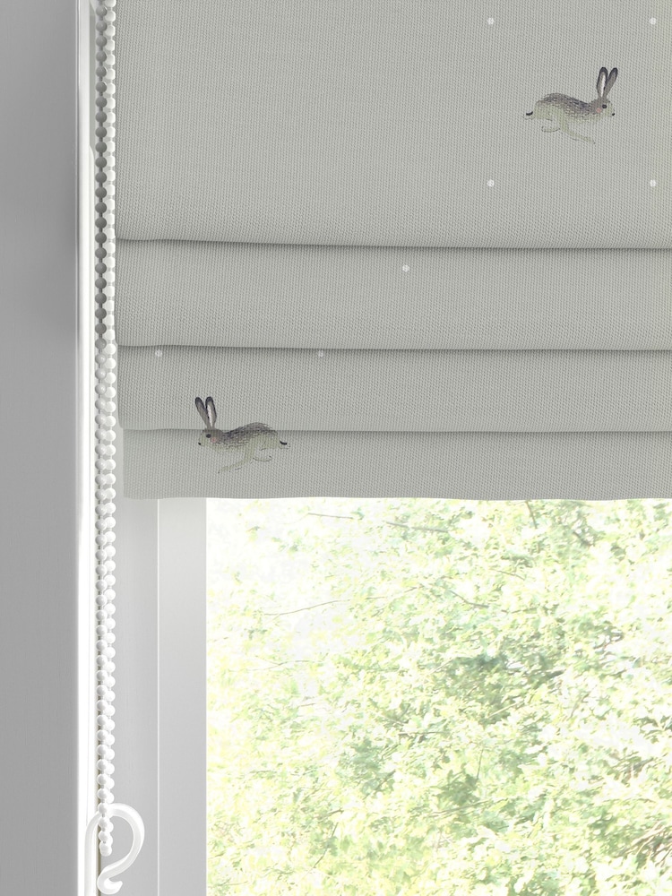 Sophie Allport Green Hare Made To Measure Roman 100% Cotton Blind - Image 2 of 6