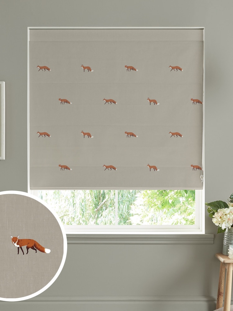 Sophie Allport Natural Foxes Made To Measure Roman 100% Cotton Blind - Image 1 of 6