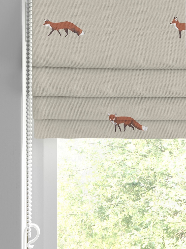 Sophie Allport Natural Foxes Made To Measure Roman 100% Cotton Blind - Image 2 of 6