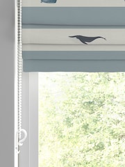 Sophie Allport Duck Egg Blue Kids Whale Made To Measure Roman 100% Cotton Blind - Image 2 of 6