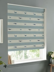 Sophie Allport Duck Egg Blue Kids Whale Made To Measure Roman 100% Cotton Blind - Image 5 of 6
