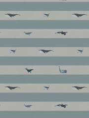 Sophie Allport Duck Egg Blue Kids Whale Made To Measure Roman 100% Cotton Blind - Image 6 of 6
