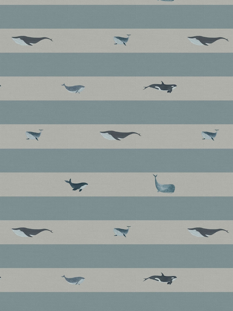 Sophie Allport Duck Egg Blue Kids Whale Made To Measure Roman 100% Cotton Blind - Image 6 of 6