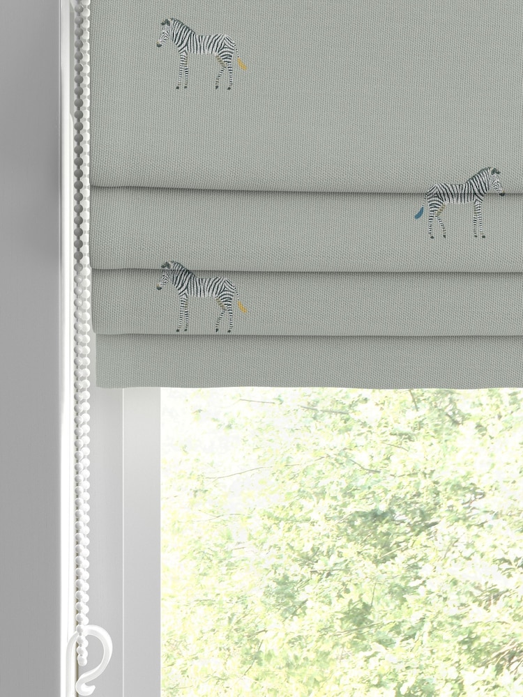 Sophie Allport Grey Zebra Made To Measure Roman 100% Cotton Blind - Image 2 of 6