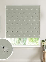 Sophie Allport Green Sheep Made To Measure Roman 100% Cotton Blind - Image 1 of 6