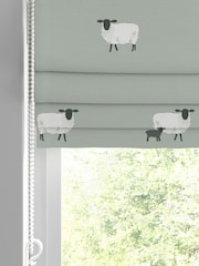 Sophie Allport Green Sheep Made To Measure Roman 100% Cotton Blind - Image 2 of 6