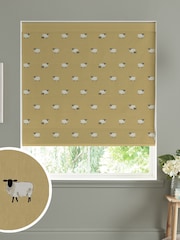 Sophie Allport Ochre Yellow Sheep Made To Measure Roman 100% Cotton Blind - Image 1 of 6