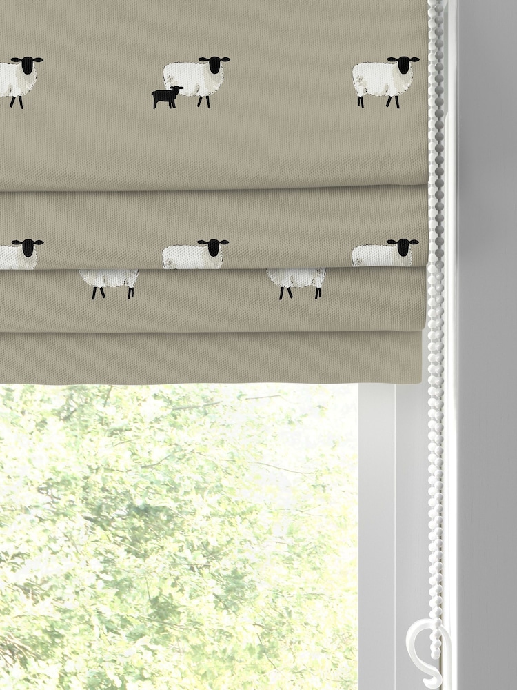 Sophie Allport Natural Sheep Made To Measure Roman 100% Cotton Blind - Image 2 of 6