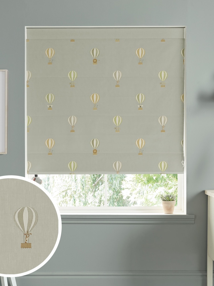 Sophie Allport Grey Kids Bears and Balloons Made To Measure Roman 100% Cotton Blind - Image 1 of 6