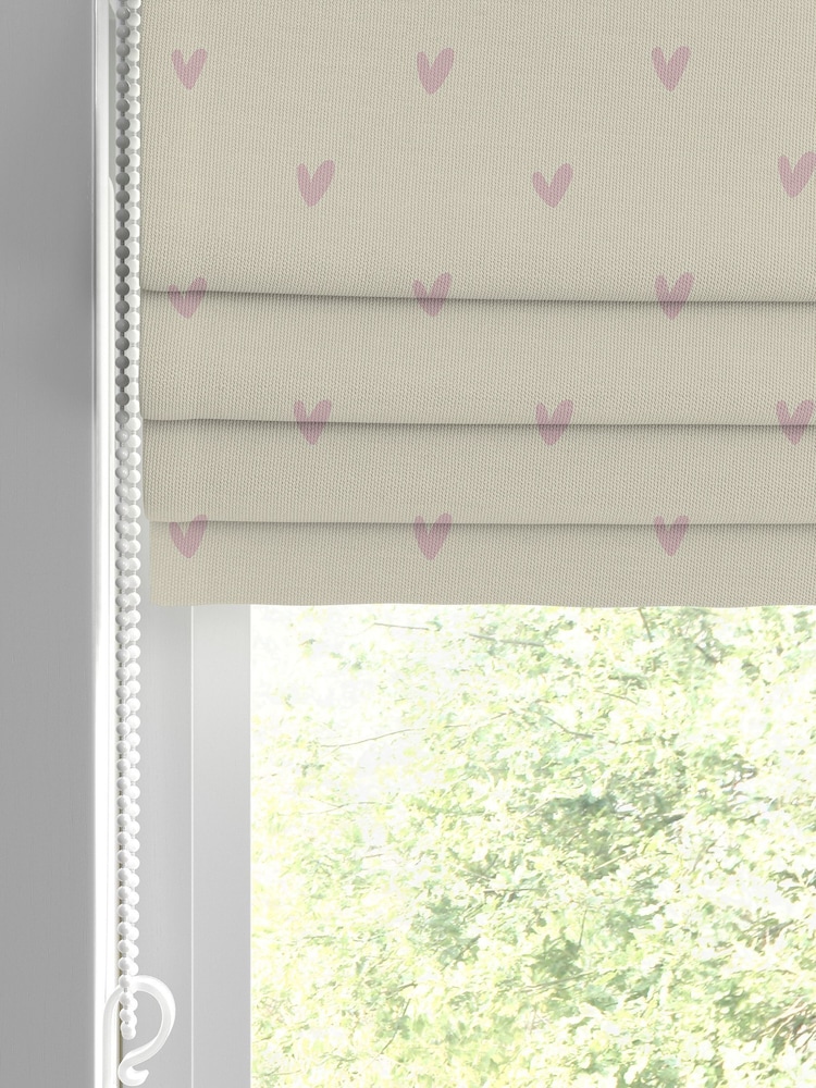 Sophie Allport Blush Pink Hearts Made To Measure Roman 100% Cotton Blind - Image 2 of 6