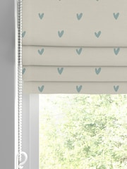 Sophie Allport Duck Egg Blue Hearts Made To Measure Roman 100% Cotton Blind - Image 2 of 6