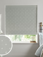 Sophie Allport Grey Hearts Made To Measure Roman 100% Cotton Blind - Image 1 of 6