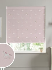 Sophie Allport Pink Kids Unicorn Made To Measure Roman 100% Cotton Blind - Image 1 of 6
