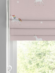 Sophie Allport Pink Kids Unicorn Made To Measure Roman 100% Cotton Blind - Image 2 of 6