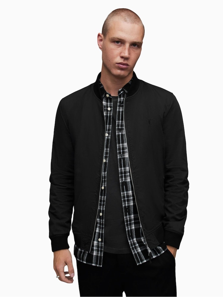 AllSaints Black Bassett Bomber Jacket - Image 2 of 6
